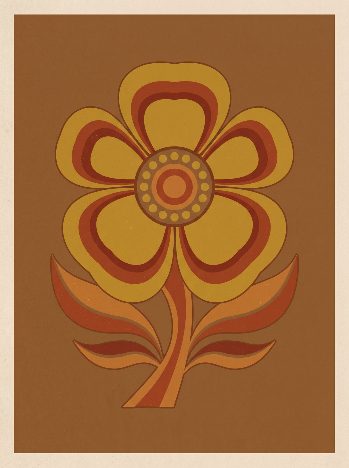 Retro Blomst – vintage retro plakat i varme jordtoner