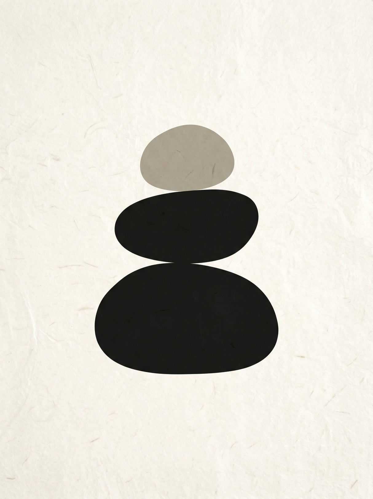 Balance I – abstrakt organisk plakat i sort, hvid og beige