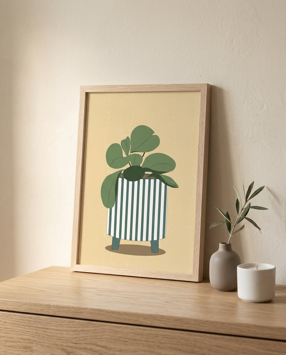 plakat mockup for stribet-potteplante-plakat