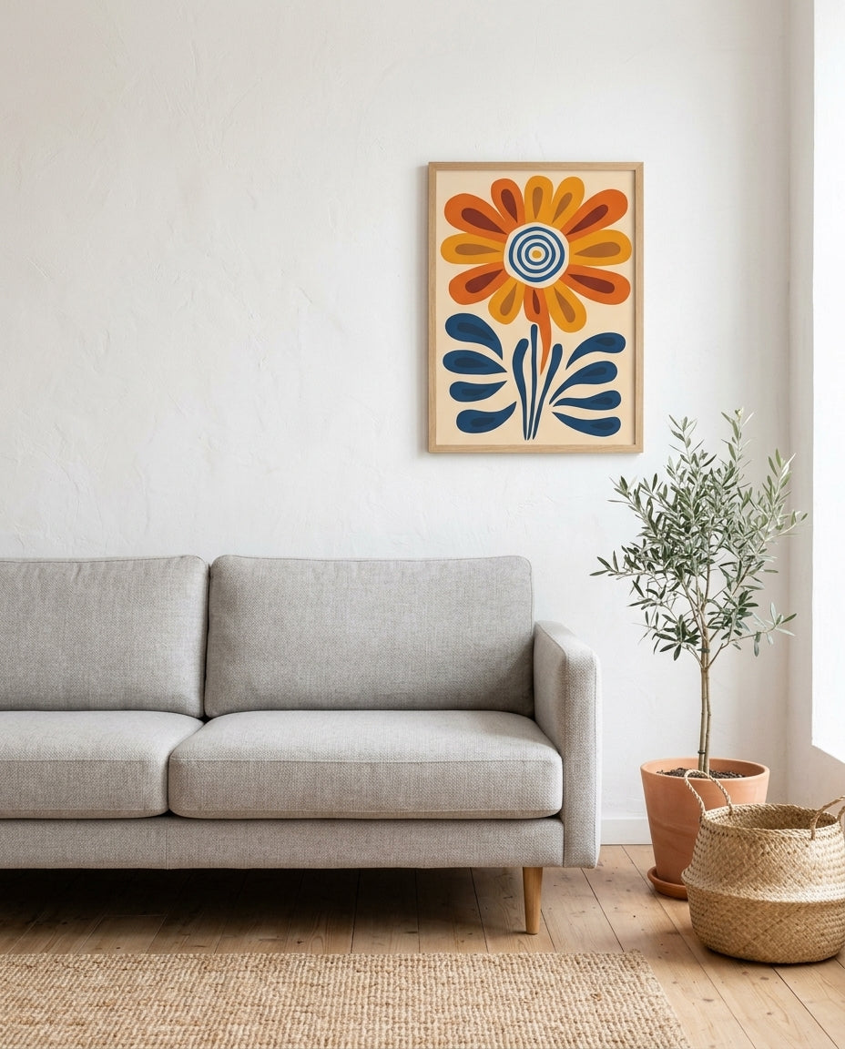 plakat mockup for retro-solblomst-no-3-plakat