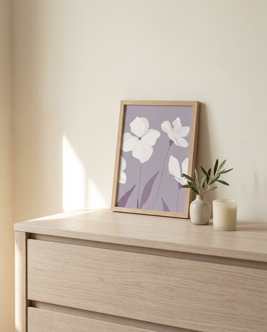 plakat mockup for sarte-hvide-blomster-no-1-plakat