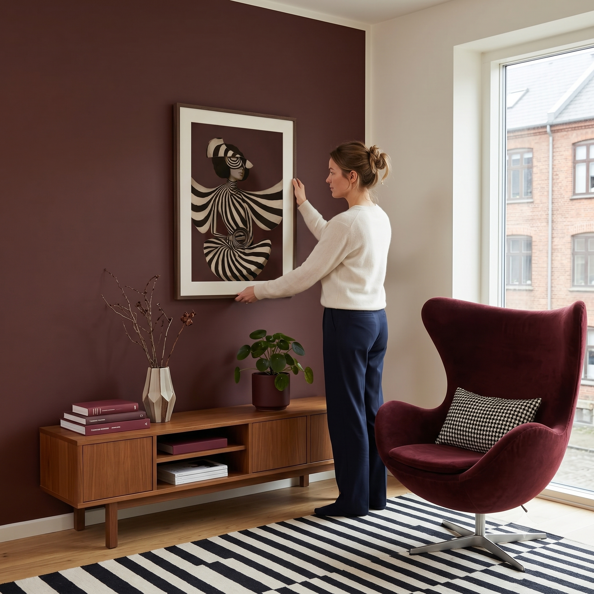 Optisk stribet dame plakat