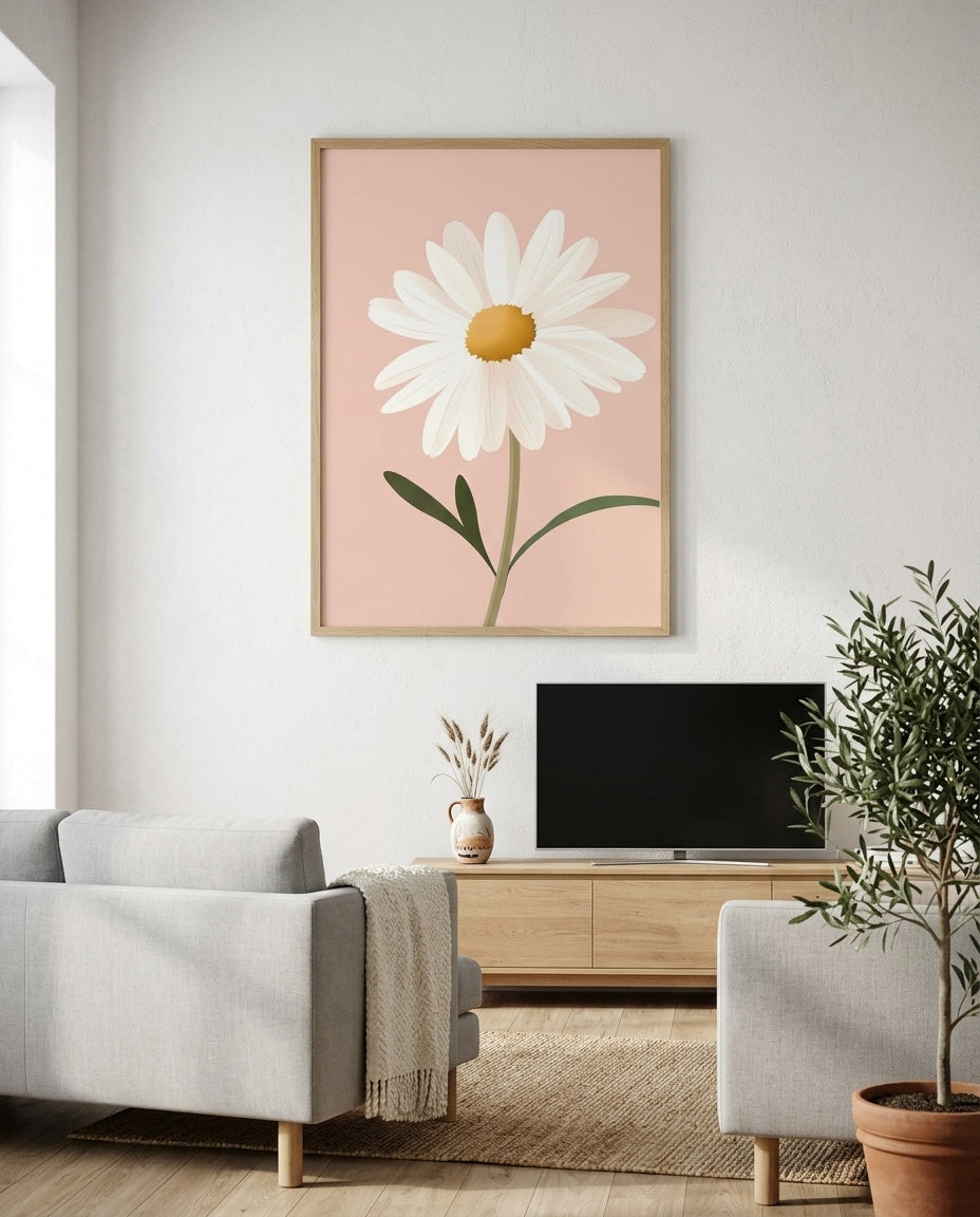 plakat mockup for hvid-marguerit-pa-rosa-plakat