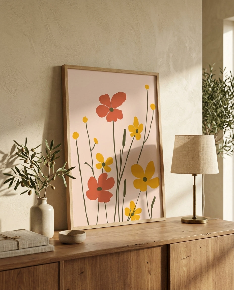 plakat mockup for pastelfarvet-blomster-plakat
