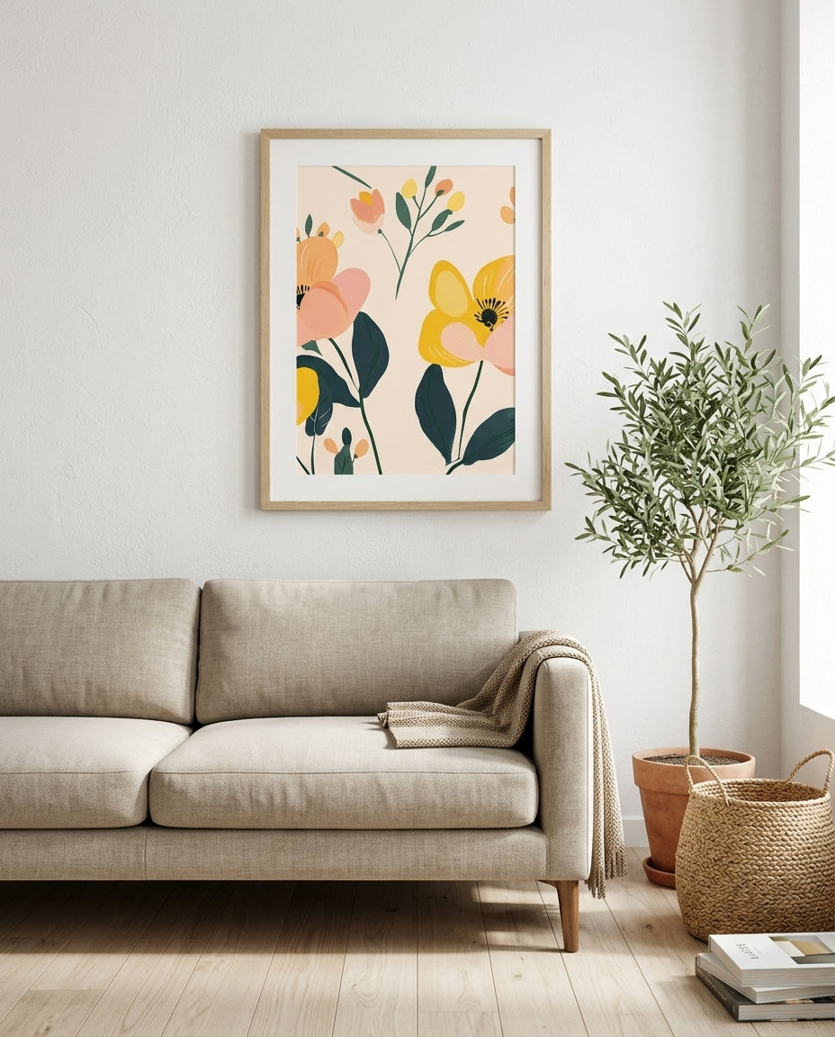 plakat mockup for pastelfarvede-blomster-no-1-plakat
