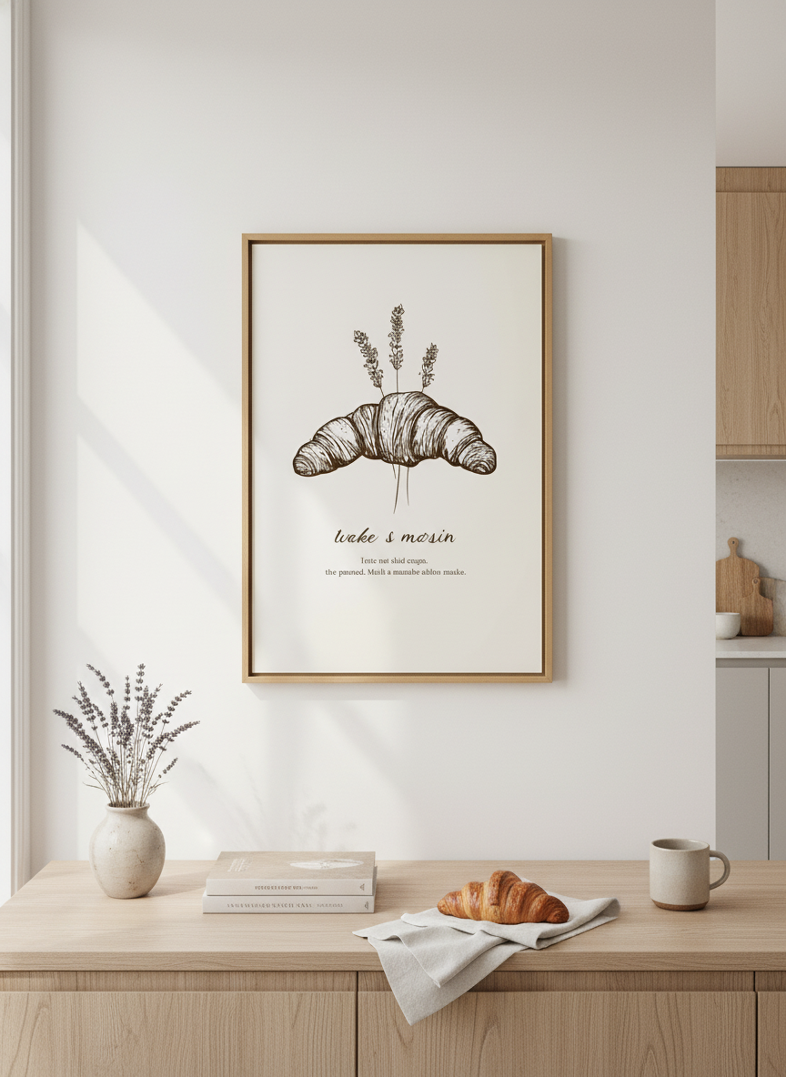 croissant med lavendel plakat – interiør mockup