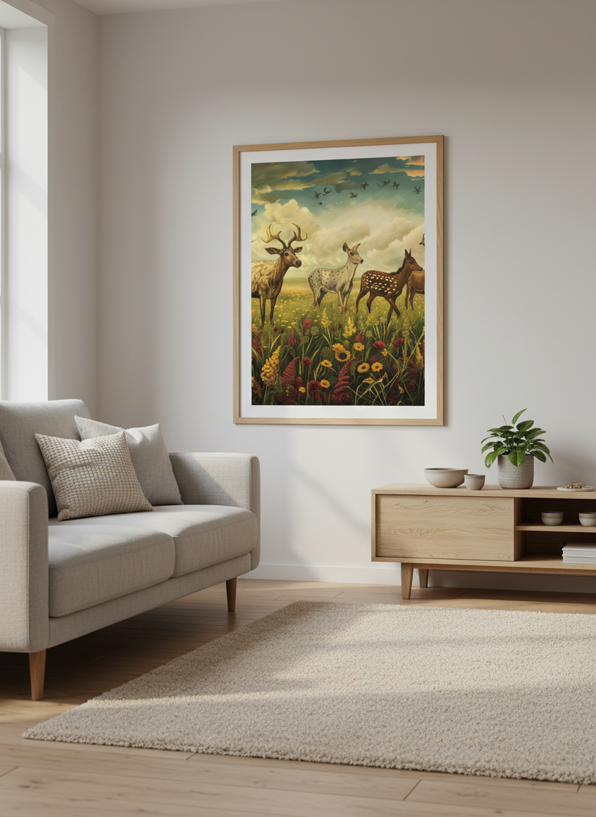 Drømmehjorte i Blomstereng plakat
