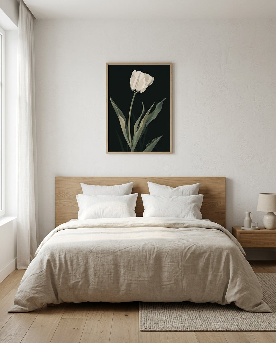 plakat mockup for minimalistisk-hvid-tulipan-no-2-plakat
