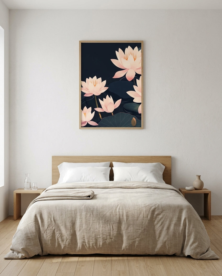 plakat mockup for lotusblomster-pa-mork-plakat