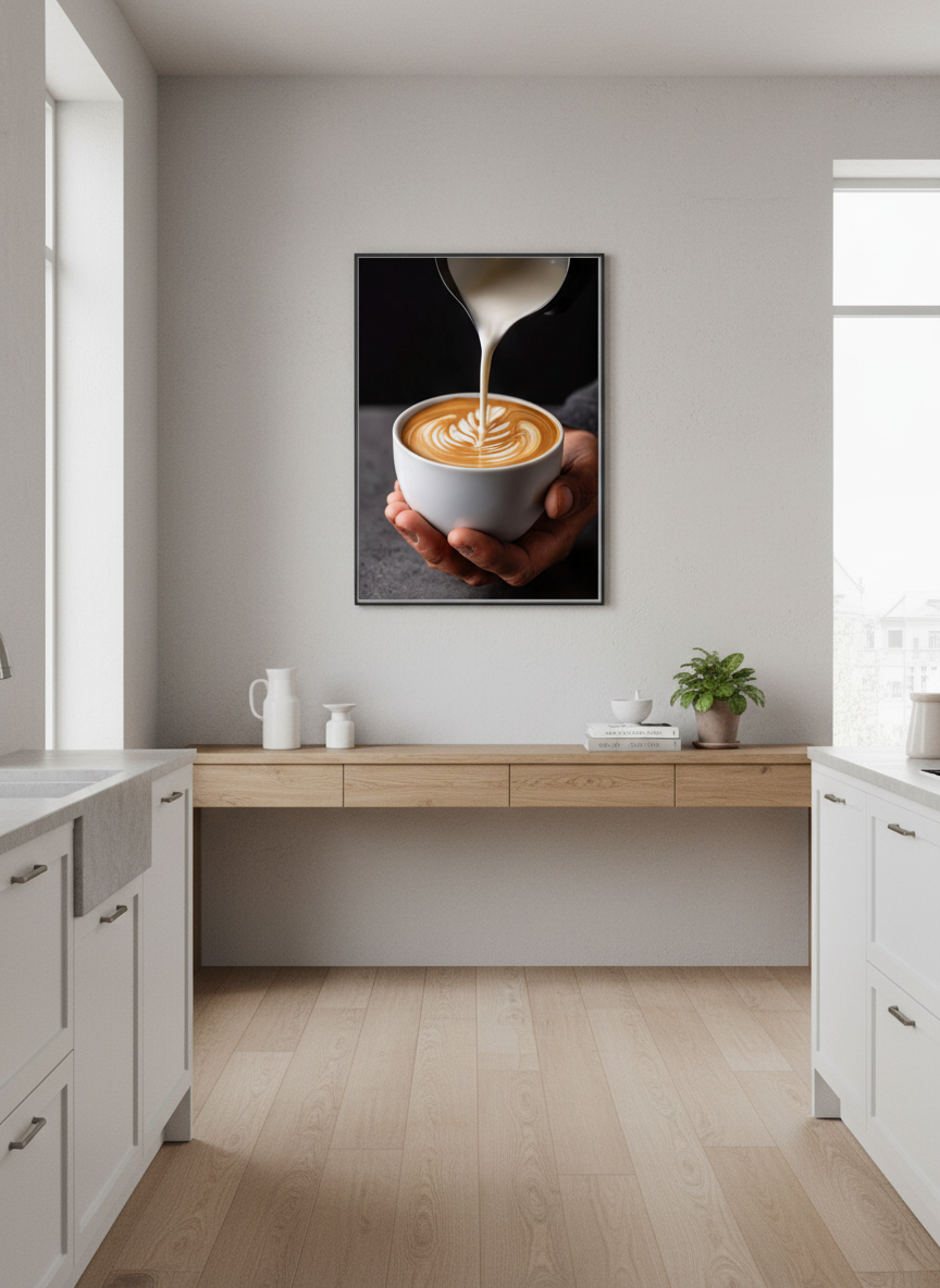 lattekunst plakat – interiør mockup