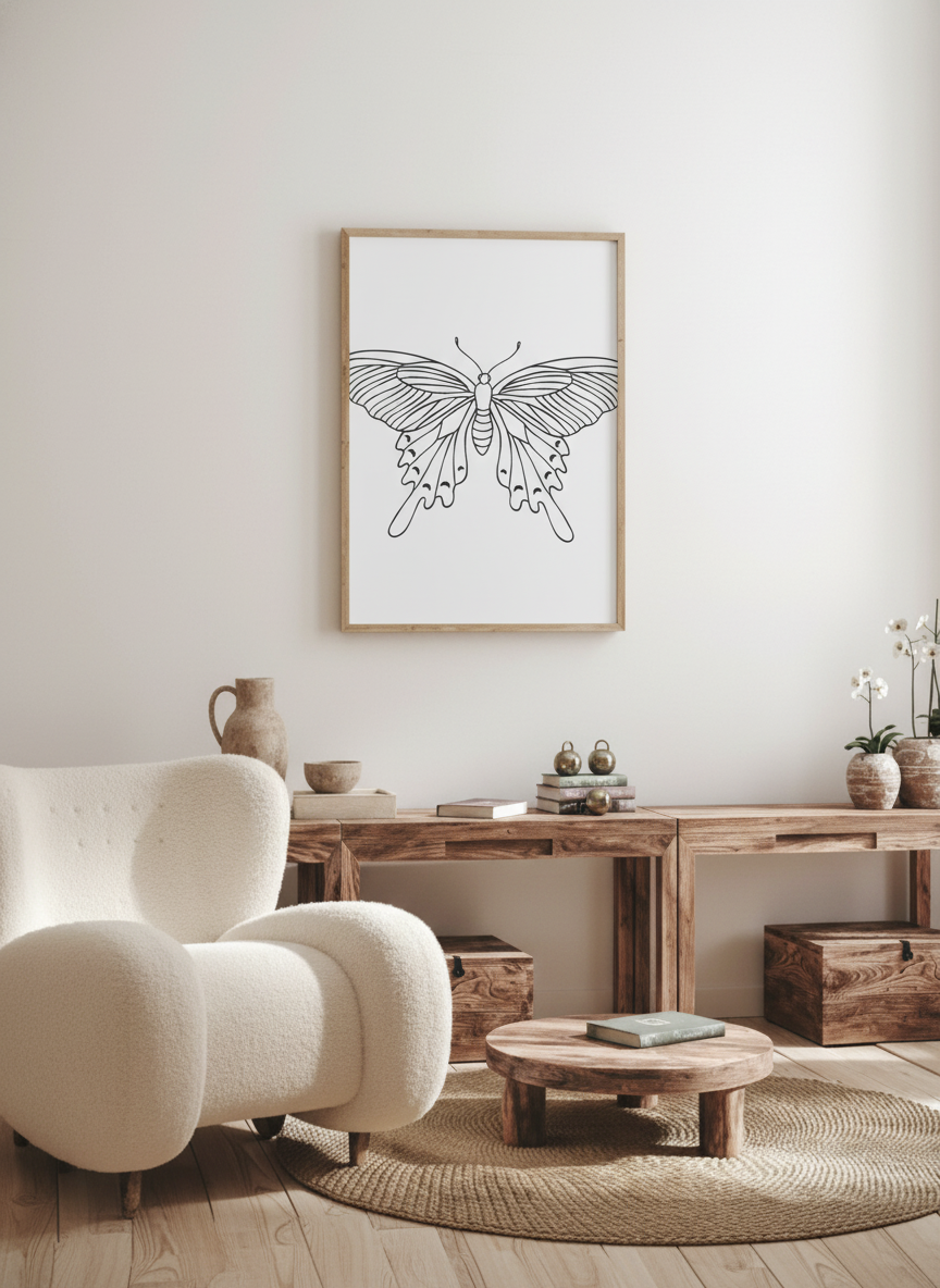 Minimalistisk sommerfugl plakat