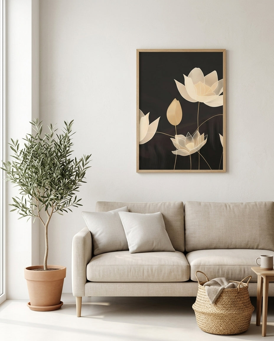 plakat mockup for gyldne-lotus-pa-sort-plakat