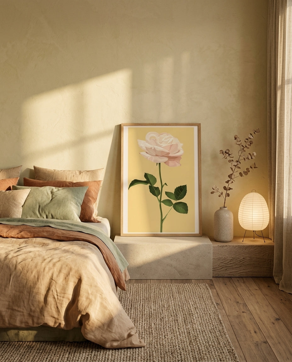plakat mockup for sart-lyserod-rose-plakat