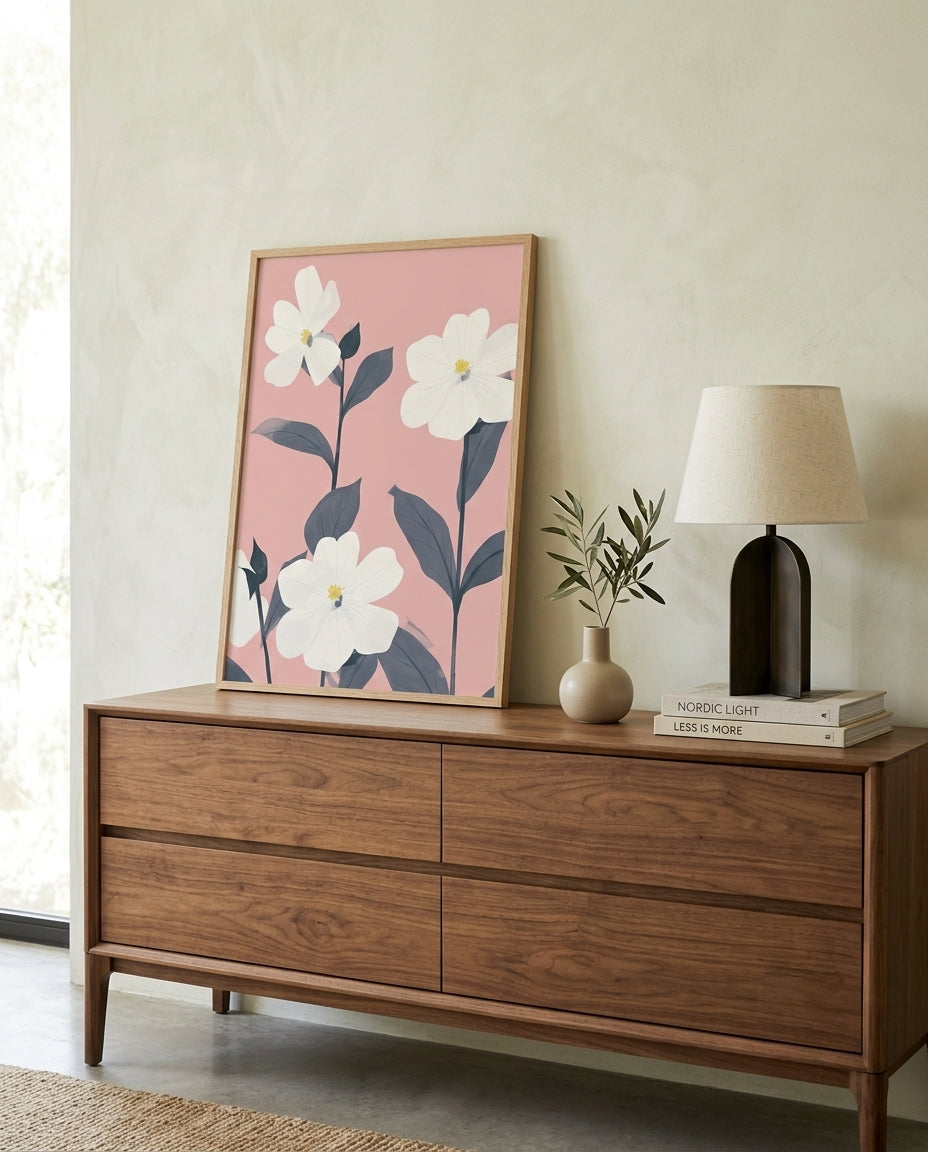 plakat mockup for blomsterdrom-i-rosa-plakat