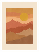 Retro Bjerge – vintage retro plakat i varme jordtoner