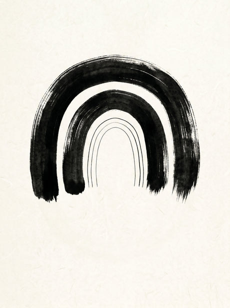 Bue II – abstrakt organisk plakat i sort, hvid og beige