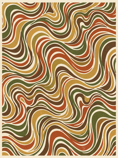 Retro Bølger – vintage retro plakat i varme jordtoner