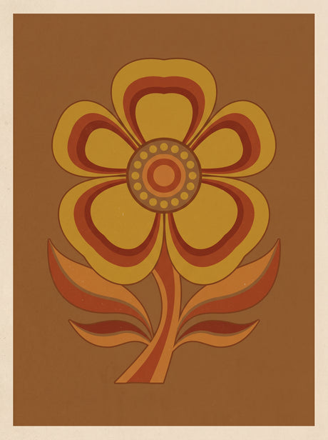 Retro Blomst – vintage retro plakat i varme jordtoner