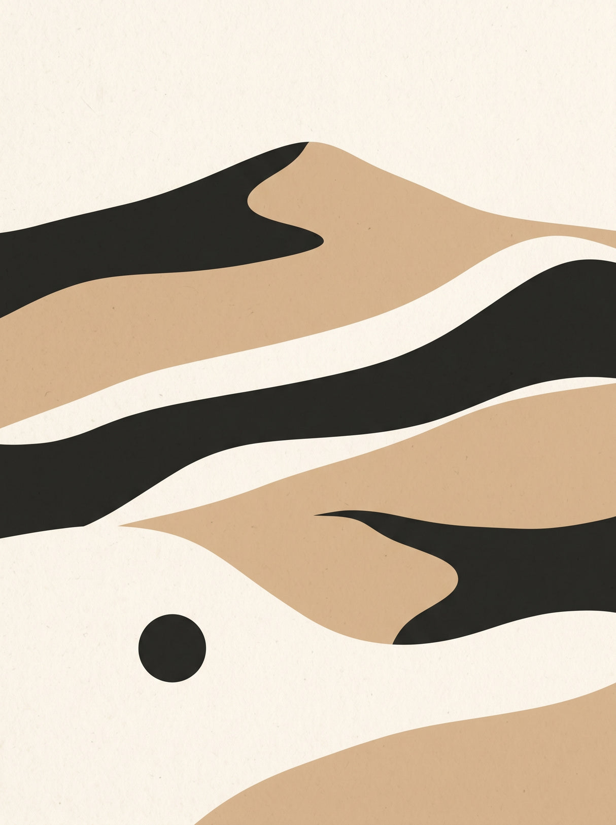 Horisont II – abstrakt organisk plakat i sort, hvid og beige