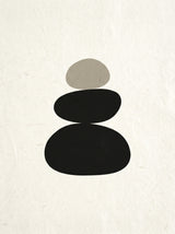 Balance I – abstrakt organisk plakat i sort, hvid og beige