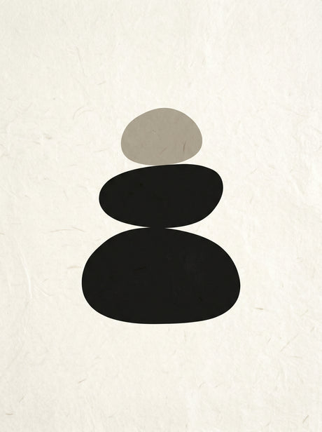 Balance I – abstrakt organisk plakat i sort, hvid og beige