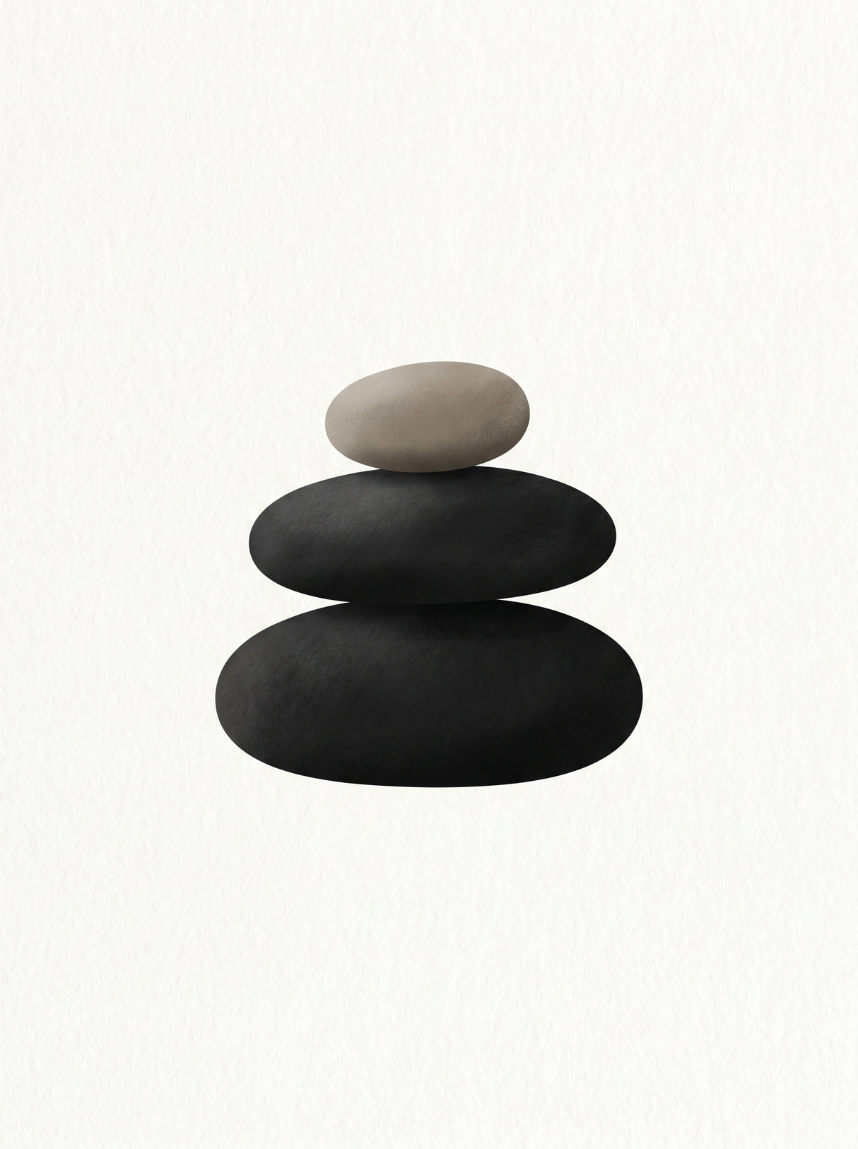 Balance II – abstrakt organisk plakat i sort, hvid og beige