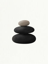 Balance II – abstrakt organisk plakat i sort, hvid og beige