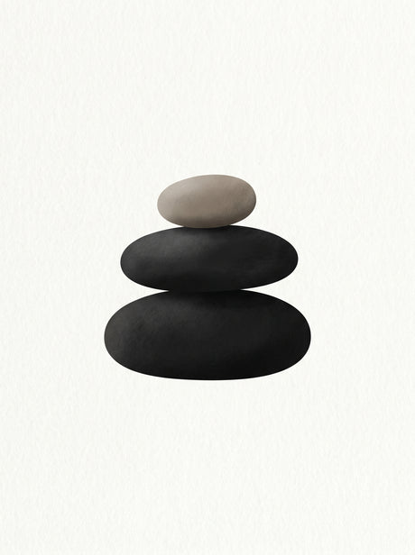 Balance II – abstrakt organisk plakat i sort, hvid og beige