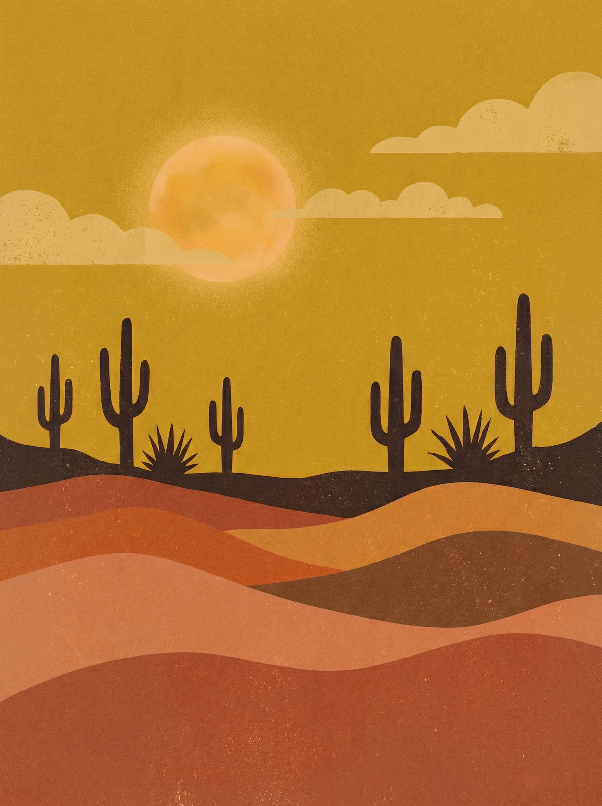 Retro Ørken – vintage retro plakat i varme jordtoner