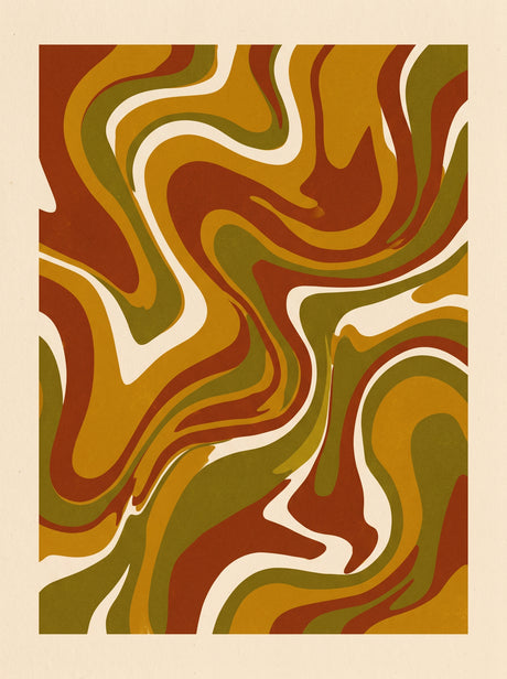 Retro Flydende – vintage retro plakat i varme jordtoner