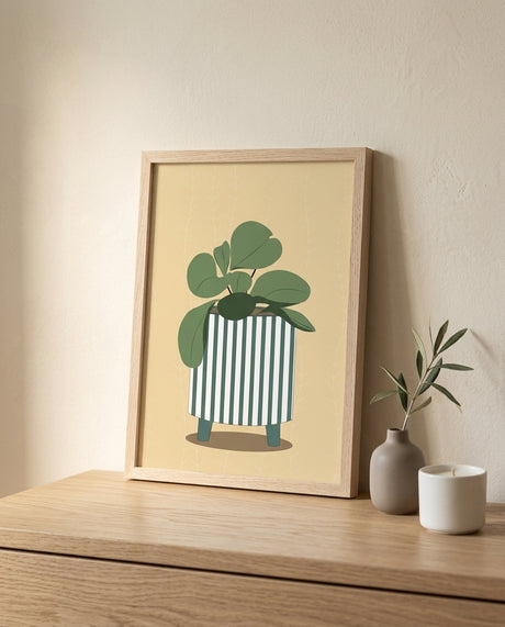 plakat mockup for stribet-potteplante-plakat