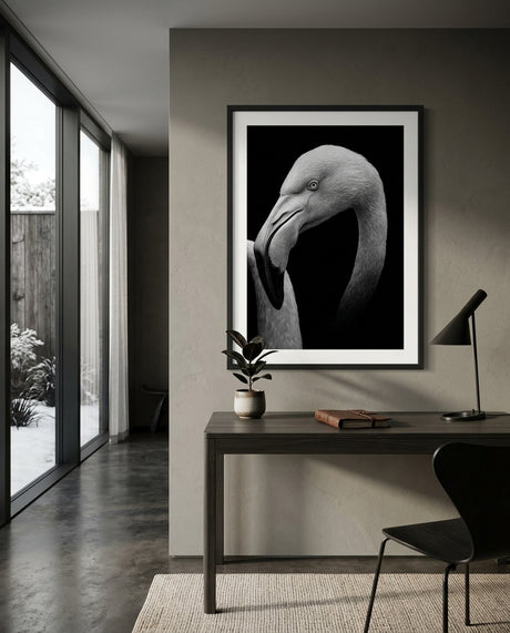 sort-hvid-flamingo-plakat-303