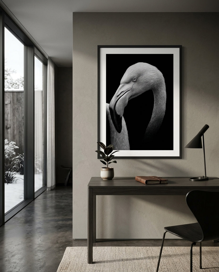 sort-hvid-flamingo-plakat-303