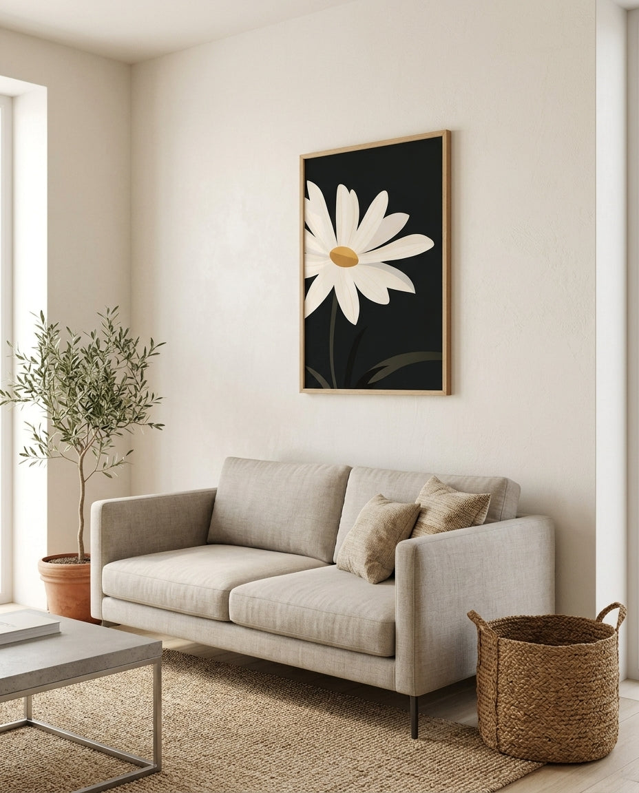 plakat mockup for hvid-margeritte-plakat