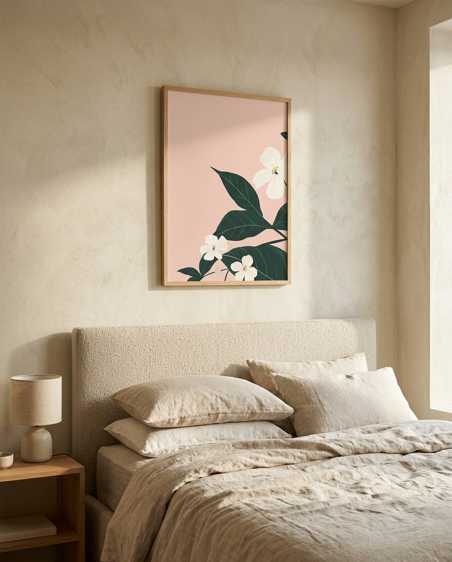 plakat mockup for minimalistisk-botanisk-blomster-plakat