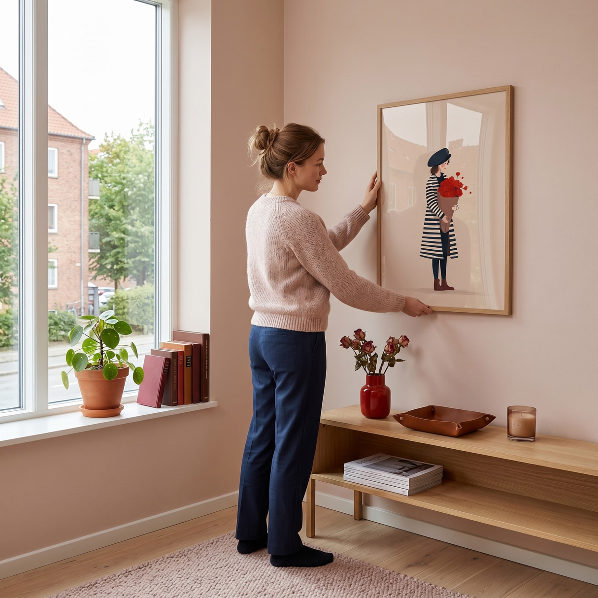 Parisisk kvinde med roser plakat