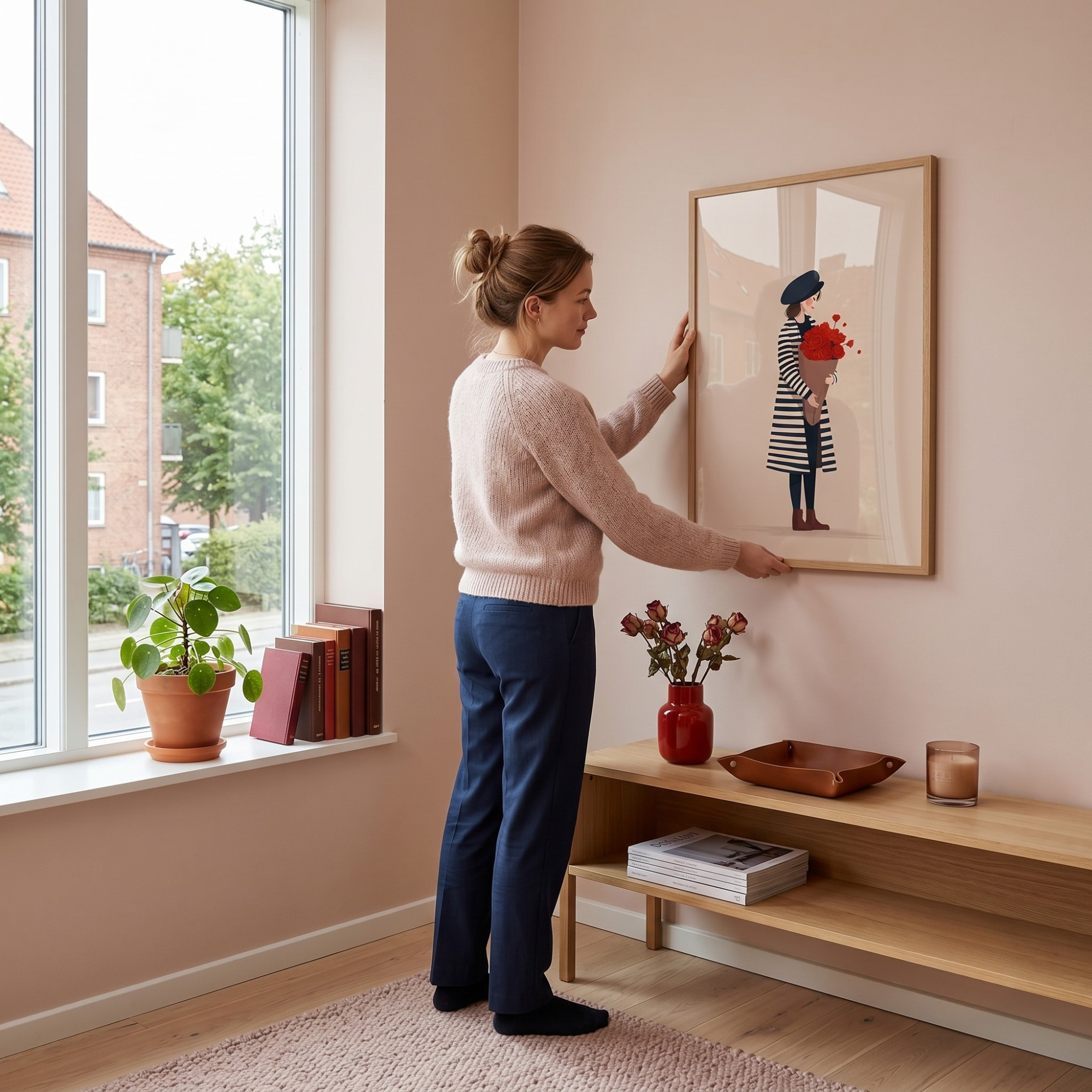Parisisk kvinde med roser plakat