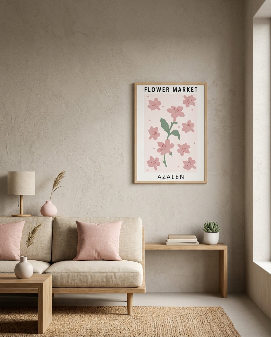 plakat mockup for lyserod-azaleablomst-plakat