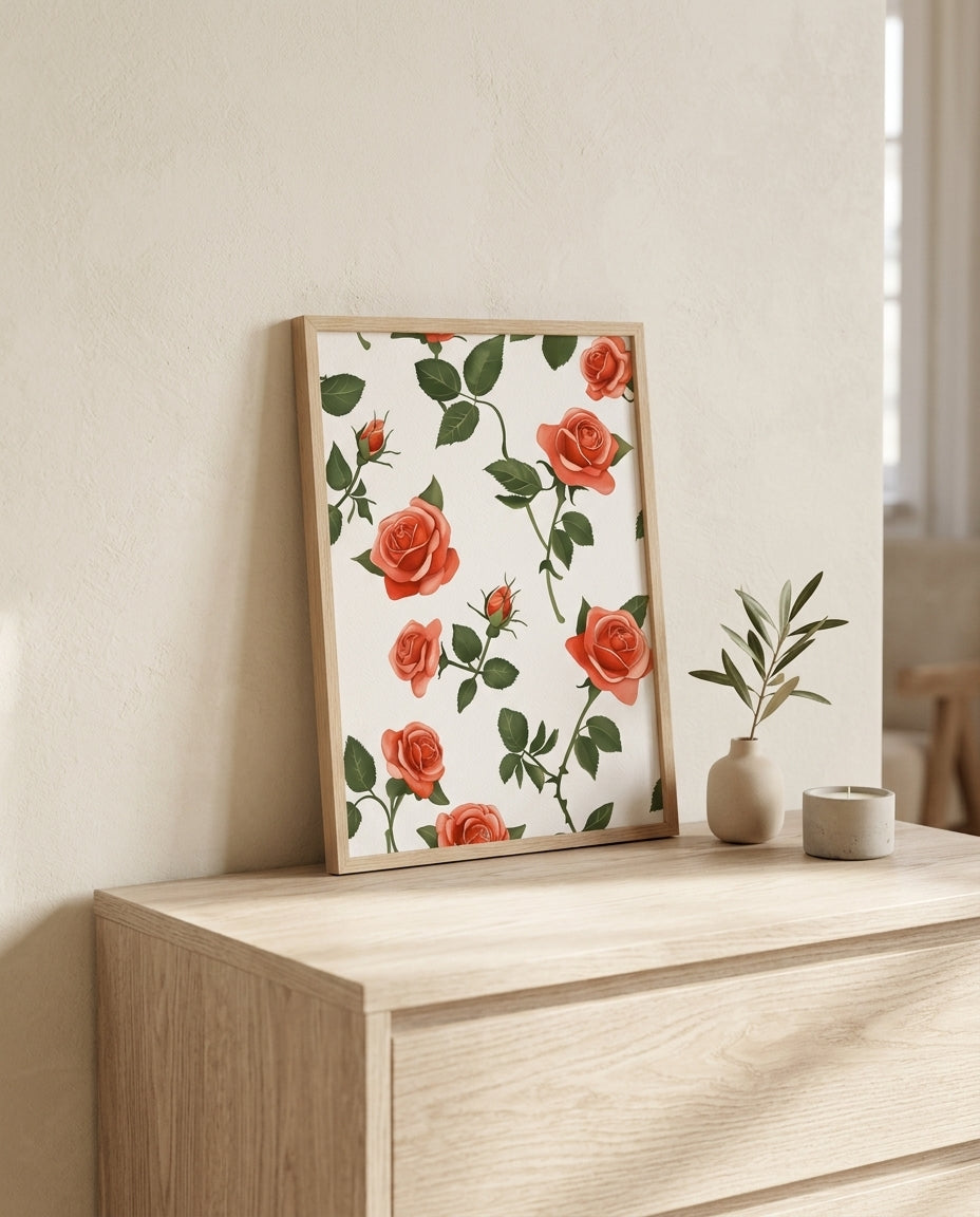 plakat mockup for koralfarvede-roser-plakat
