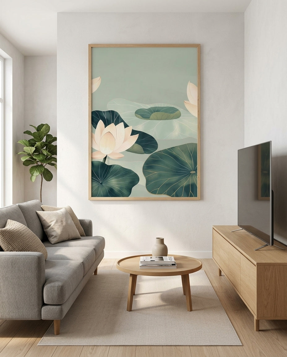 plakat mockup for pastelfarvet-lotus-plakat