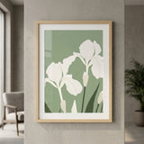 plakat mockup for hvide-iris-pa-gron-plakat