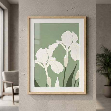 plakat mockup for hvide-iris-pa-gron-plakat