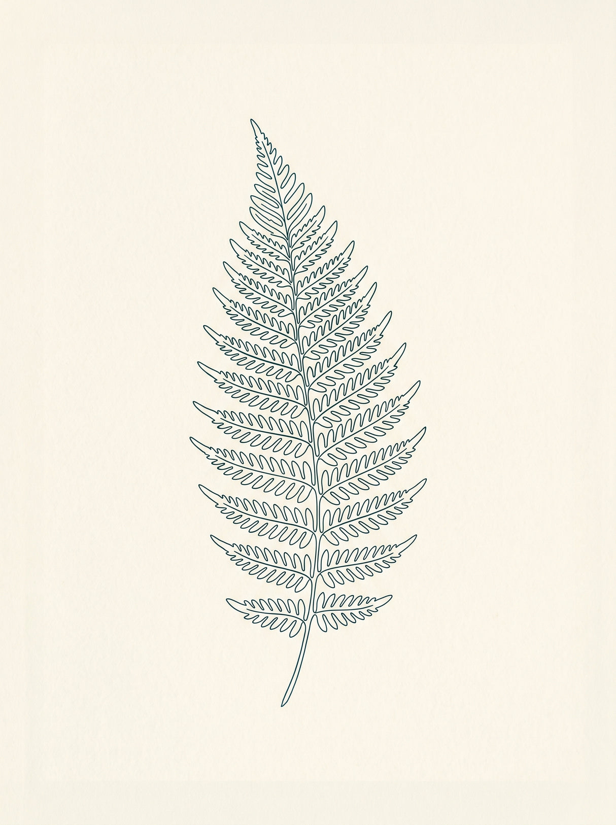 Bregneblad plakat – botanisk linjekunst i blå