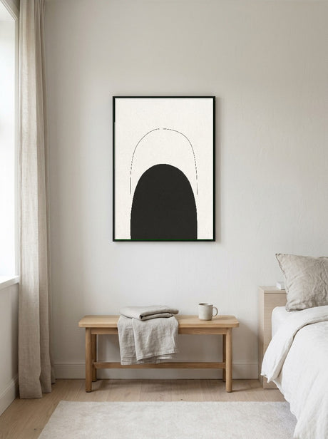 Bue I Plakat i ramme på væg i soveværelse