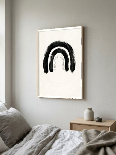 Bue II Plakat i ramme på væg i soveværelse