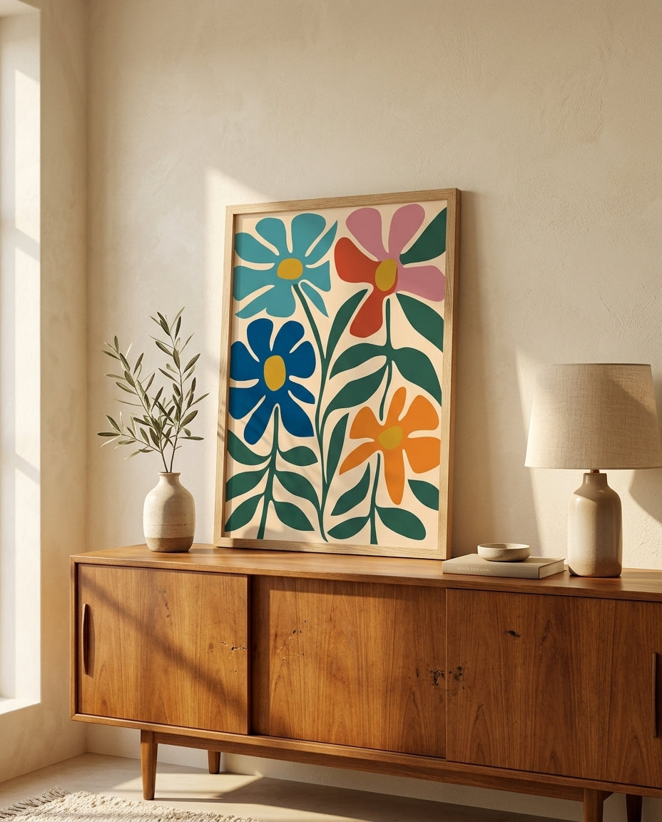 plakat mockup for farverig-blomster-no-3-plakat