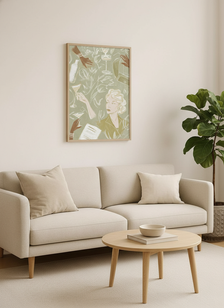 cocktailkvinde plakat – interiør mockup