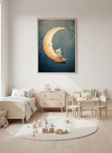 Drømmende kat på månen plakat