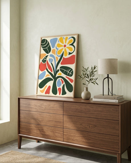 plakat mockup for farverig-blomsterabstraktion-plakat