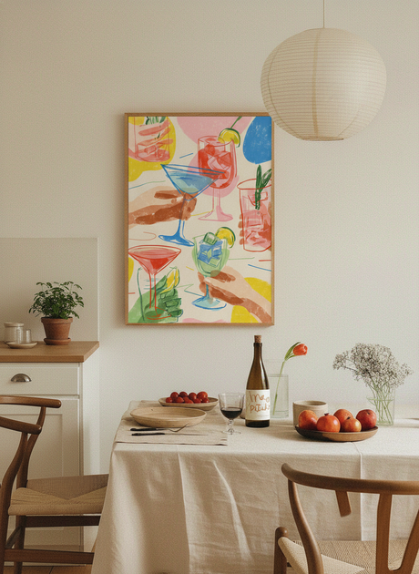 farverig cocktail plakat – interiør mockup